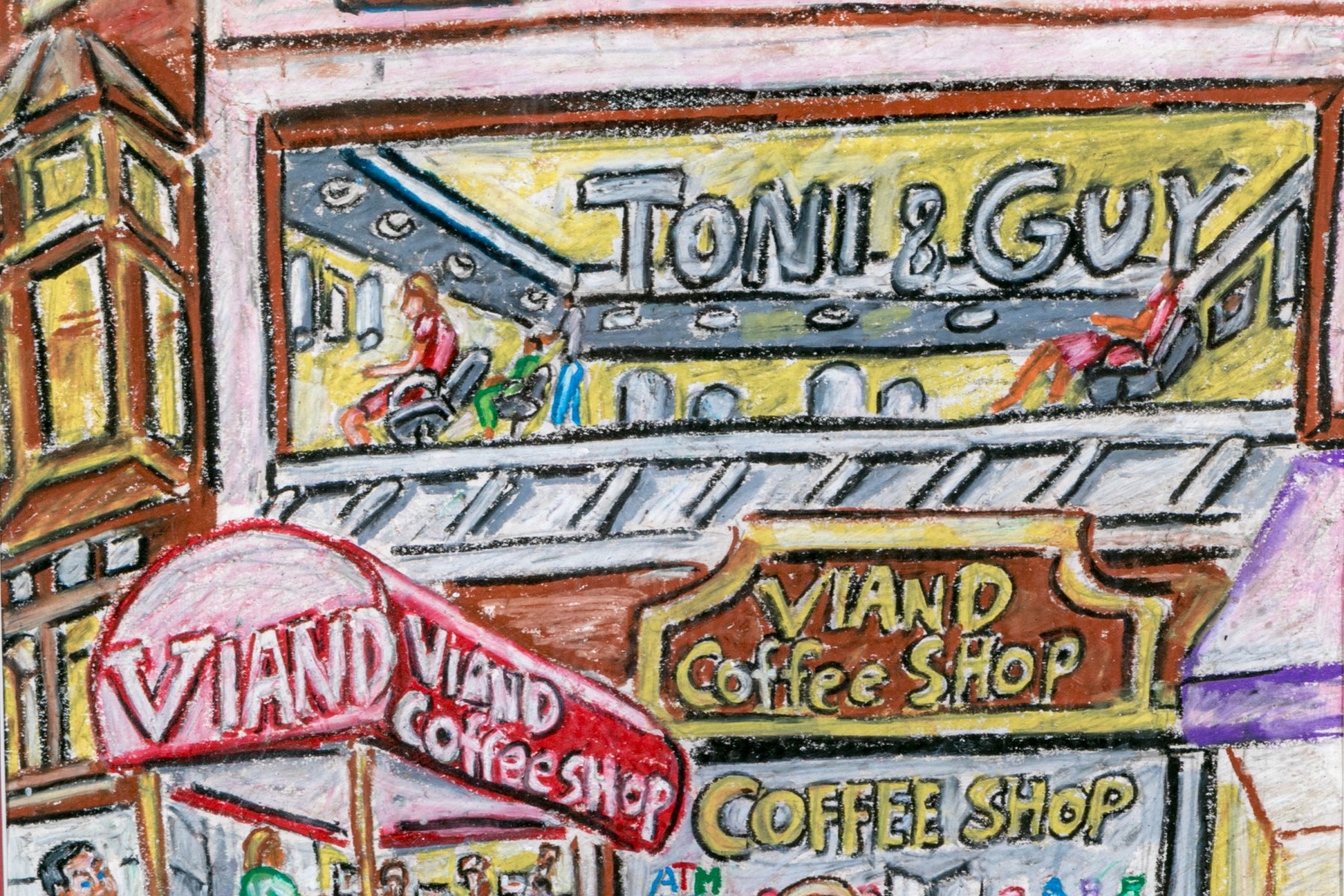 Peter Zonis | New York Figural Street Scene With Coffee Shop | MutualArt