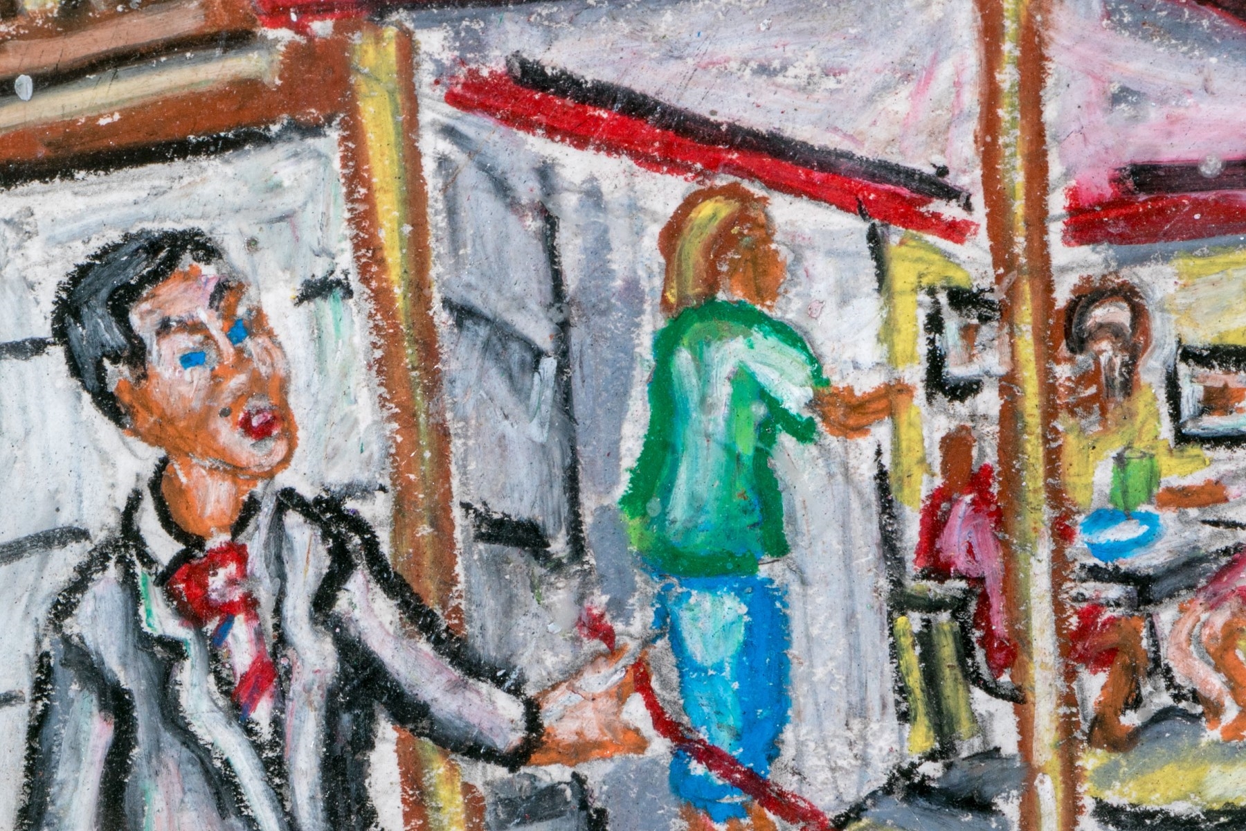 Peter Zonis | New York Figural Street Scene With Coffee Shop | MutualArt