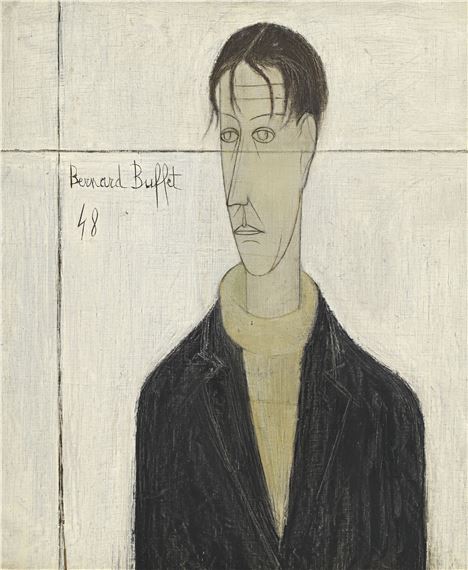 ベルナール・ビュッフェ、【Jeune homme au col roule】希少な額装用