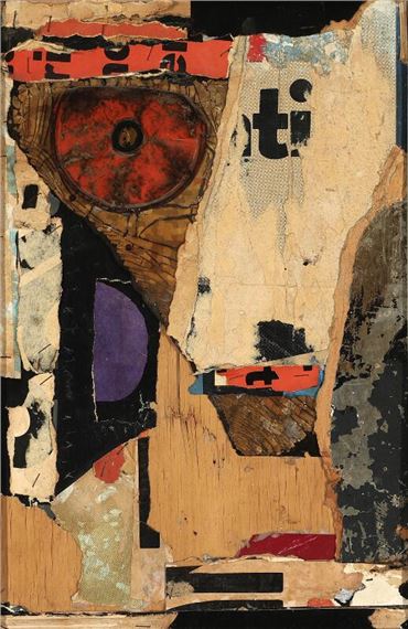 Mixed media, collage on wooden board by Sven Herløv Hauptman