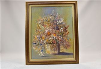 François DUBOIS (XXème Siècle), Bouquet de fleurs, Huile sur toile, Signée en bas à droite. Dimensions : - François DuBois