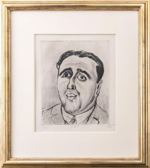 Otto Dix Portrait of J.B. Neumann Drypoint Etching by Otto Dix, 1922