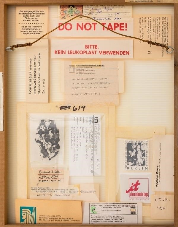 Artwork by Richard Ziegler, Richard Ziegler "Im Cafe" Mixed Media, 1927, Made of Mixed Media on Rice Paper, 1927, oil pastel and ink