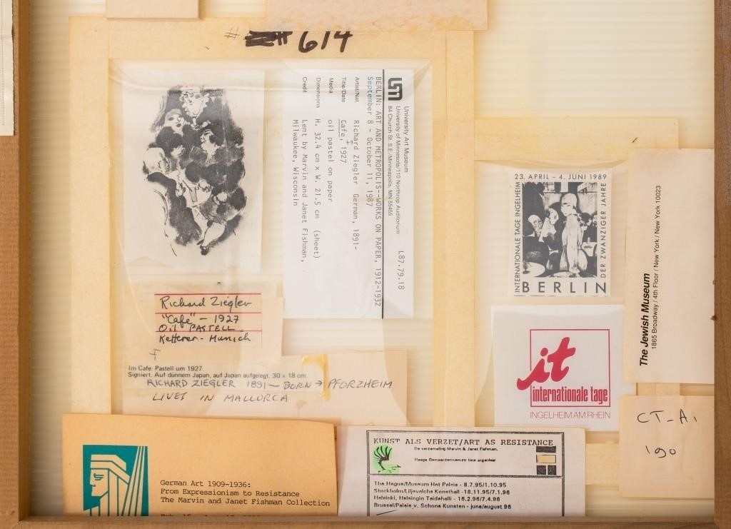 Artwork by Richard Ziegler, Richard Ziegler "Im Cafe" Mixed Media, 1927, Made of Mixed Media on Rice Paper, 1927, oil pastel and ink