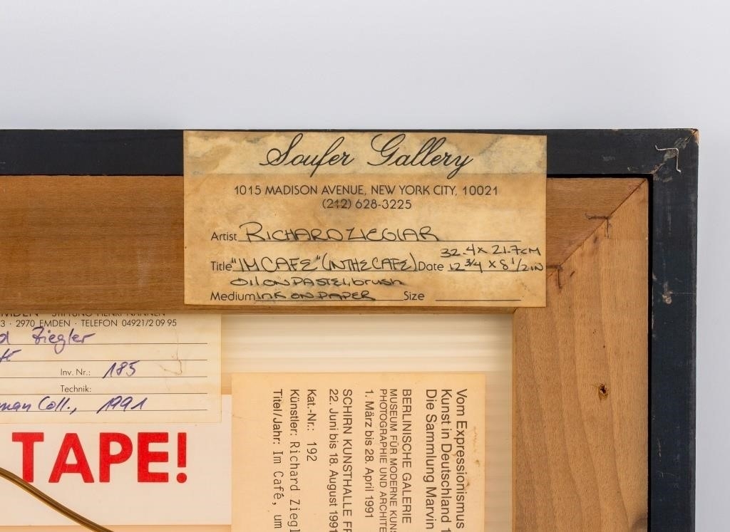 Artwork by Richard Ziegler, Richard Ziegler "Im Cafe" Mixed Media, 1927, Made of Mixed Media on Rice Paper, 1927, oil pastel and ink