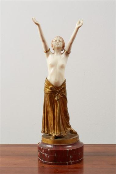 . Dancer with raised arms. Proof in chased and gilded bronze chryselephantine - Charles Arthur Muller