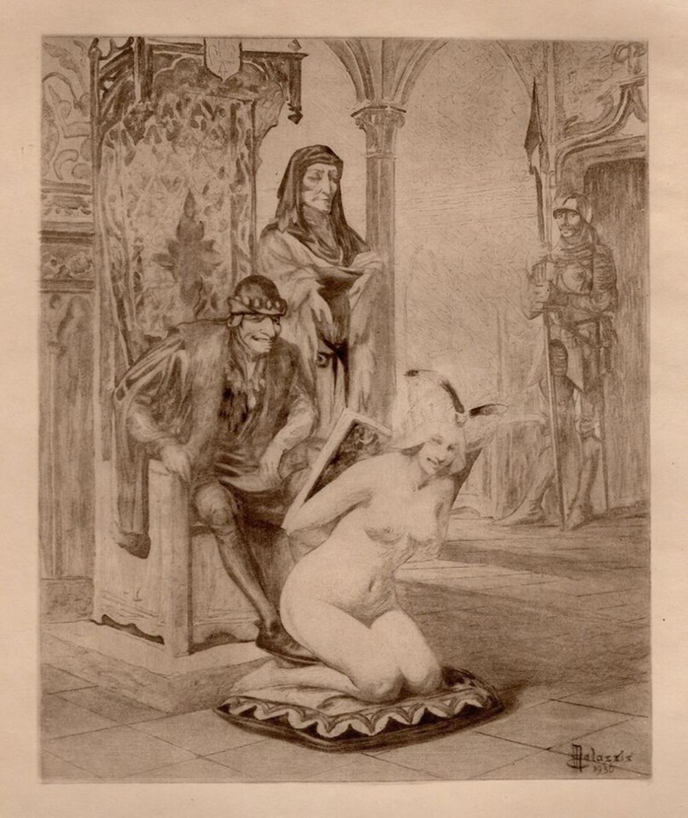 Artwork by Edmond Malassis, Louis the Eleventhe III (Louys le Onzième III) (Cent Nouvelles Nouvelles), Made of engraving in black ink