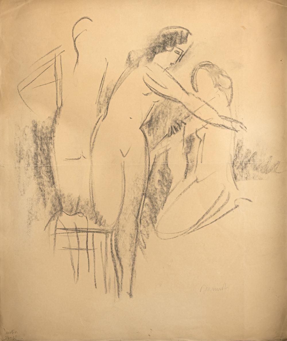 Artwork by Willi Baumeister, Figure study, c., Made of Charcoal on paper