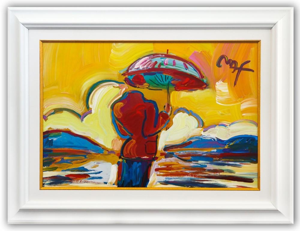 Peter Max | Peter Max- Original Mixed Media Umbrella Man at Sea | MutualArt