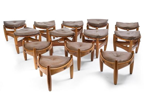 13 triangular stools, "Sheriff" model. by Sergio Rodriguez, circa 
13