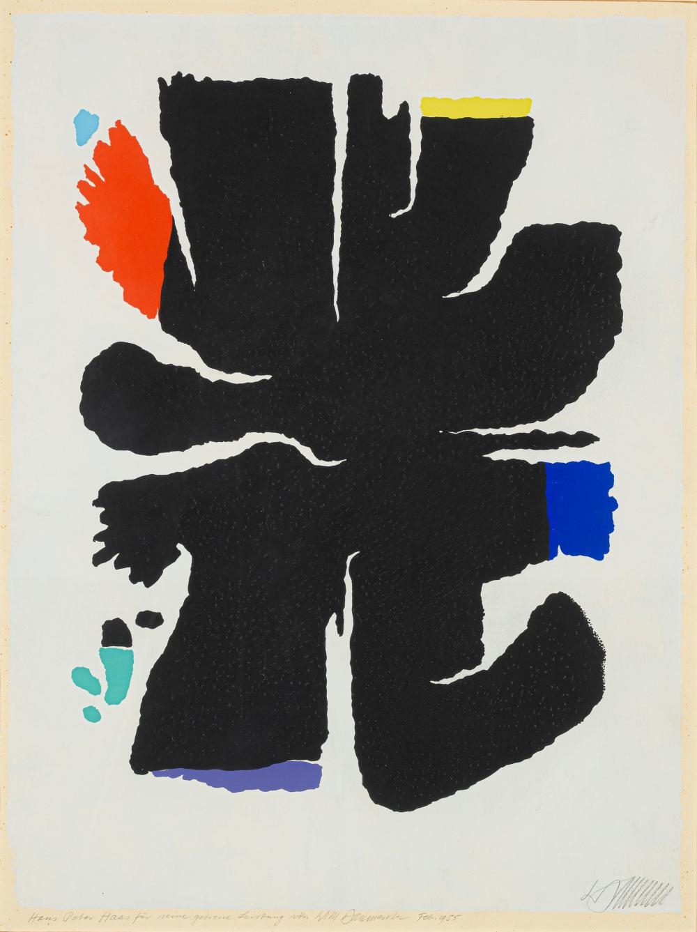 Artwork by Willi Baumeister, "Aru 5 b"., Made of Silkscreen print on cardboard