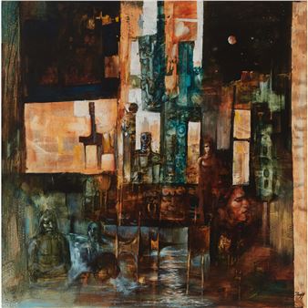 UNTITLED ABSTRACT (FIGURES AND BUILDINGS) - Julius Damasdy