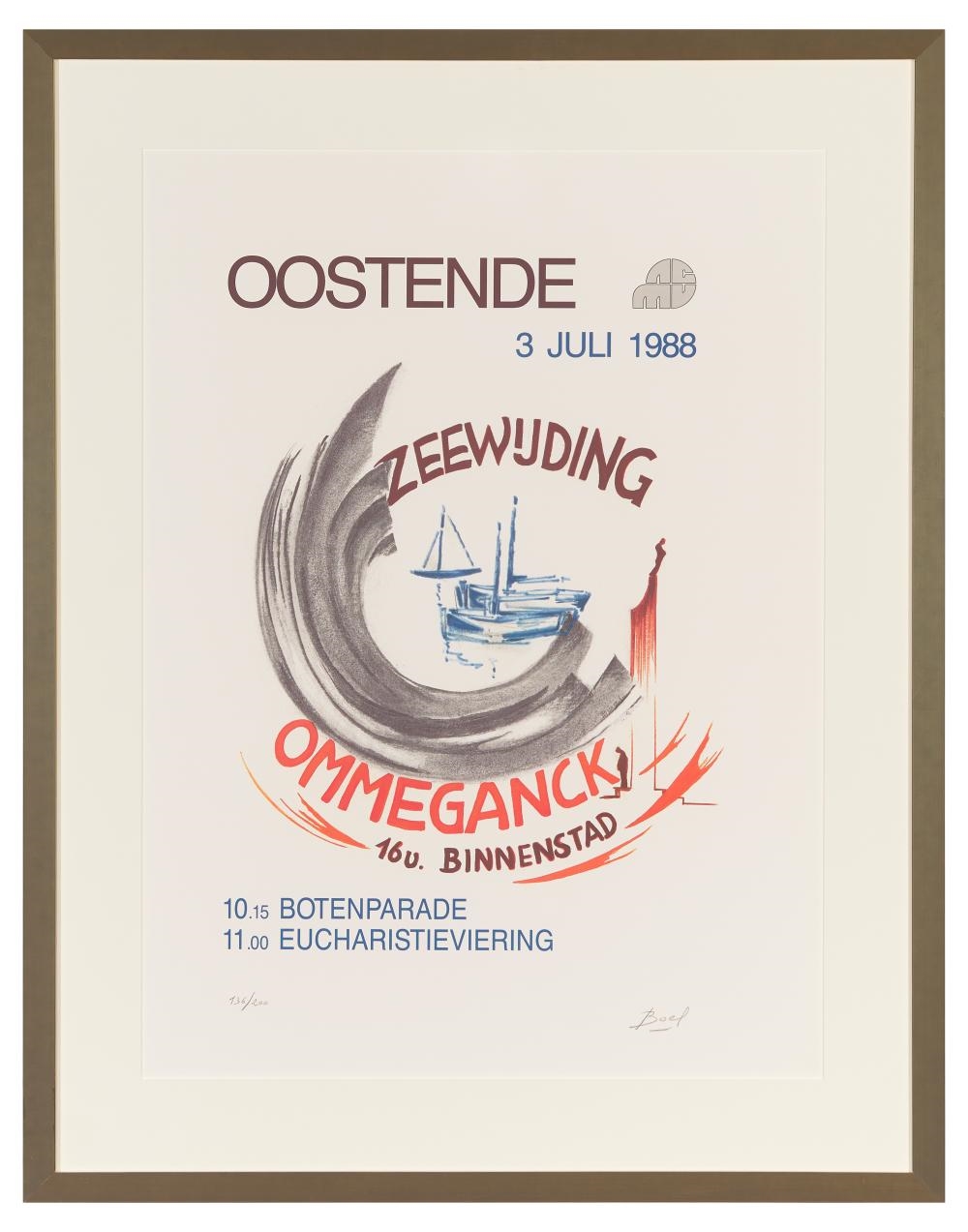 Artwork by Maurice Boel, Oostende Zeewijding 3 juli 1988