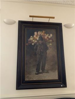 Garçonnet with flower host Oil on canvas signed lower left Height 170 Width 104 cm - Alix de Ginibral