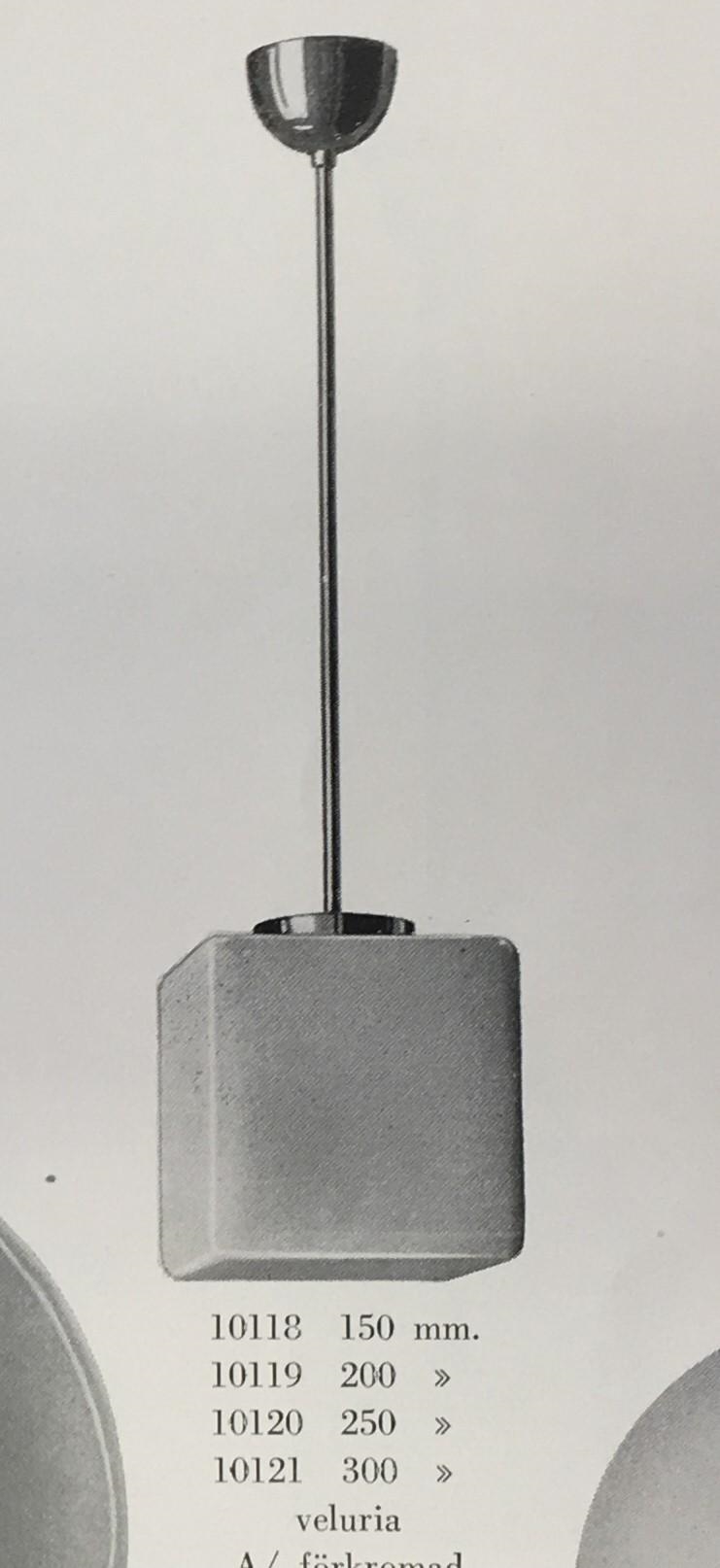 Artwork by Harald Notini, a ceiling lamp, variant of model "10119", Arvid Böhlmarks Lampfabrik, 1930s, Made of glass, wood and leather