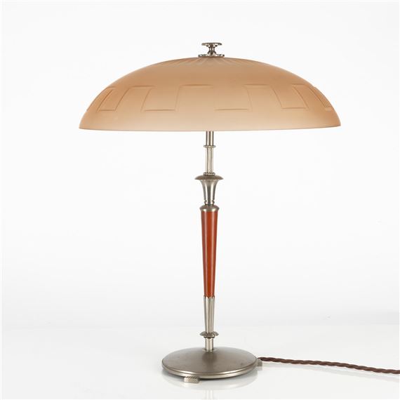 a table lamp model "6944" with glass shade model 10050, Arvid Böhlmarks Lampfabrik, 1920s-1930s by Harald Notini, 1920-1930