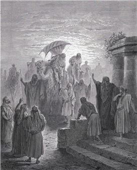 The Meeting of Isaac and Rebekah (from Dore's Bible) - Gustave Doré