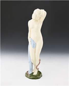 a Secessionist figure of a nude woman with snake - F. Seifert