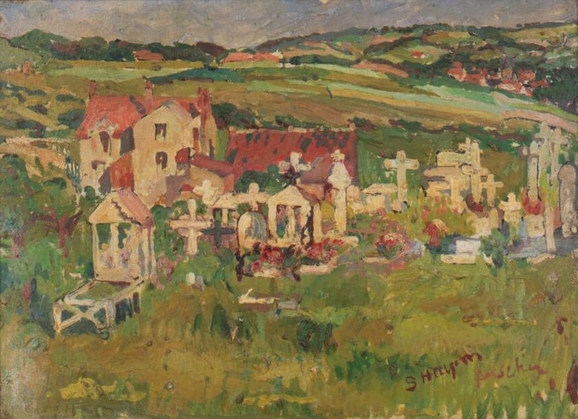 Artwork by S. Hayem, French cemetery, Made of Oil on canvas