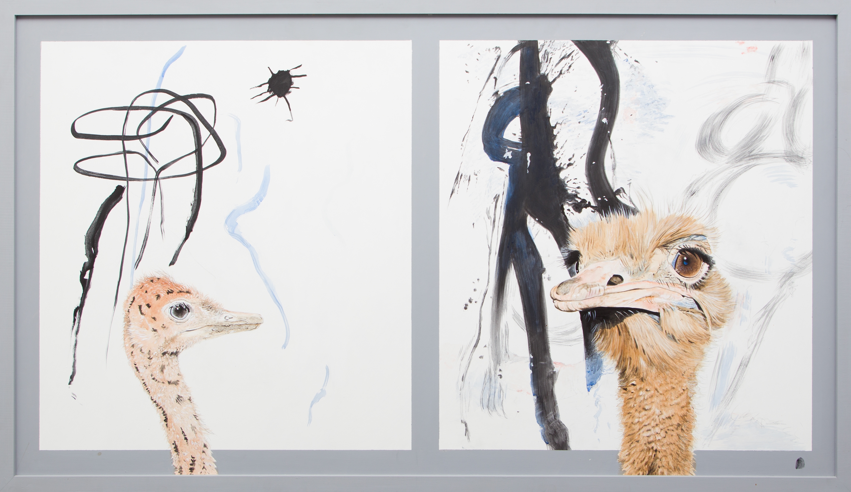 Artwork by Serge Lemonde, Le maître et l'élève (Hommage à Francine Simonin), Made of Mixed media on panel