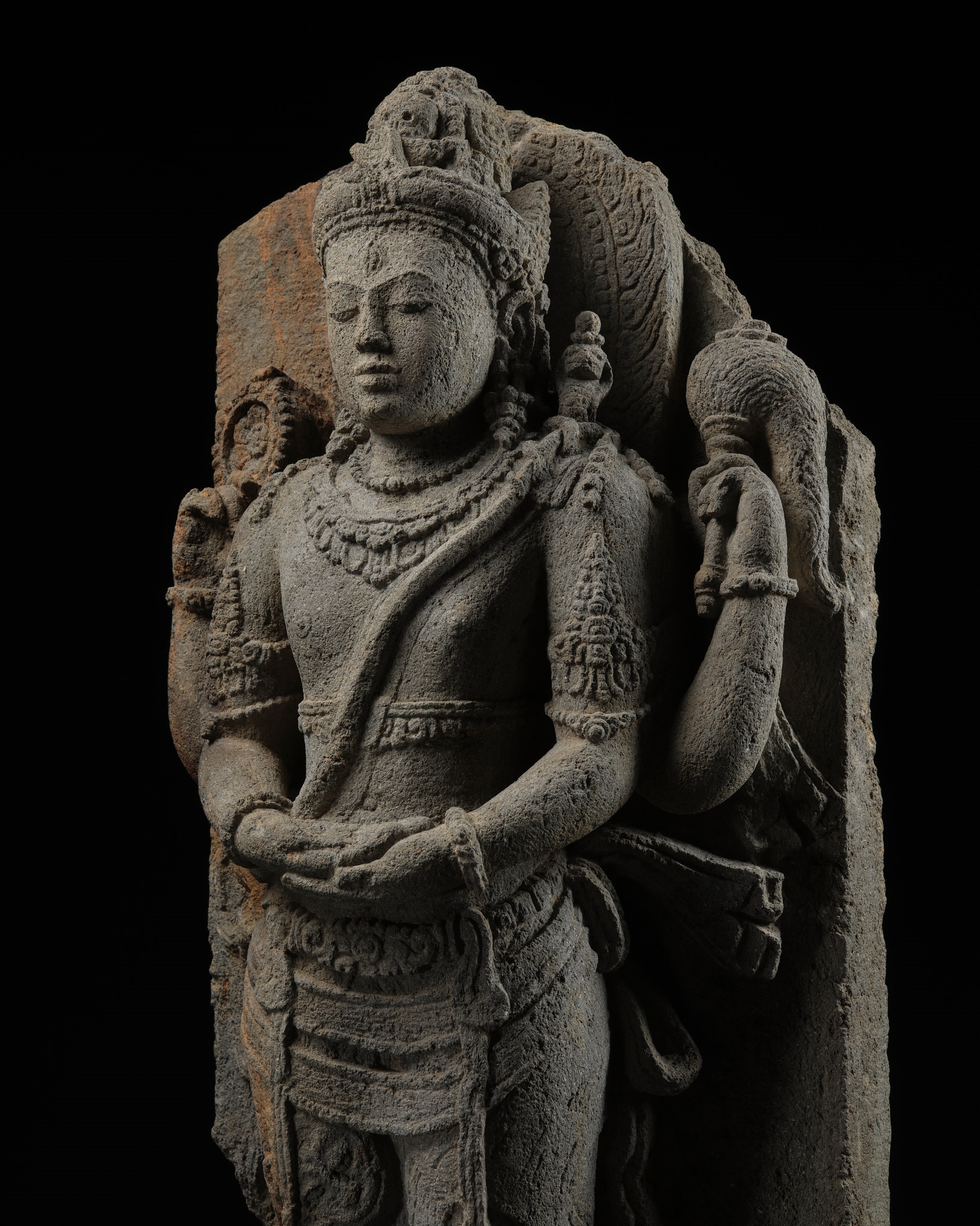 Artwork by Indonesian School, 9th Century, A VOLCANIC STONE RELIEF DEPICTING SHIVA MAHADEVA, CENTRAL JAVA, 9TH CENTURY, Made of sculpture