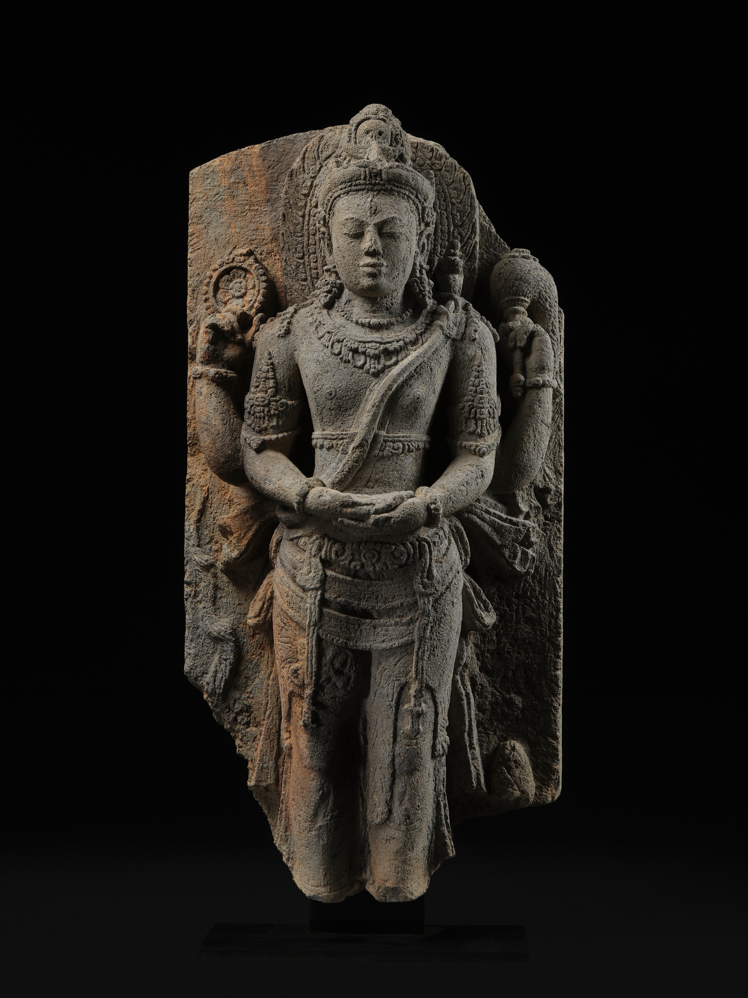 Artwork by Indonesian School, 9th Century, A VOLCANIC STONE RELIEF DEPICTING SHIVA MAHADEVA, CENTRAL JAVA, 9TH CENTURY, Made of sculpture