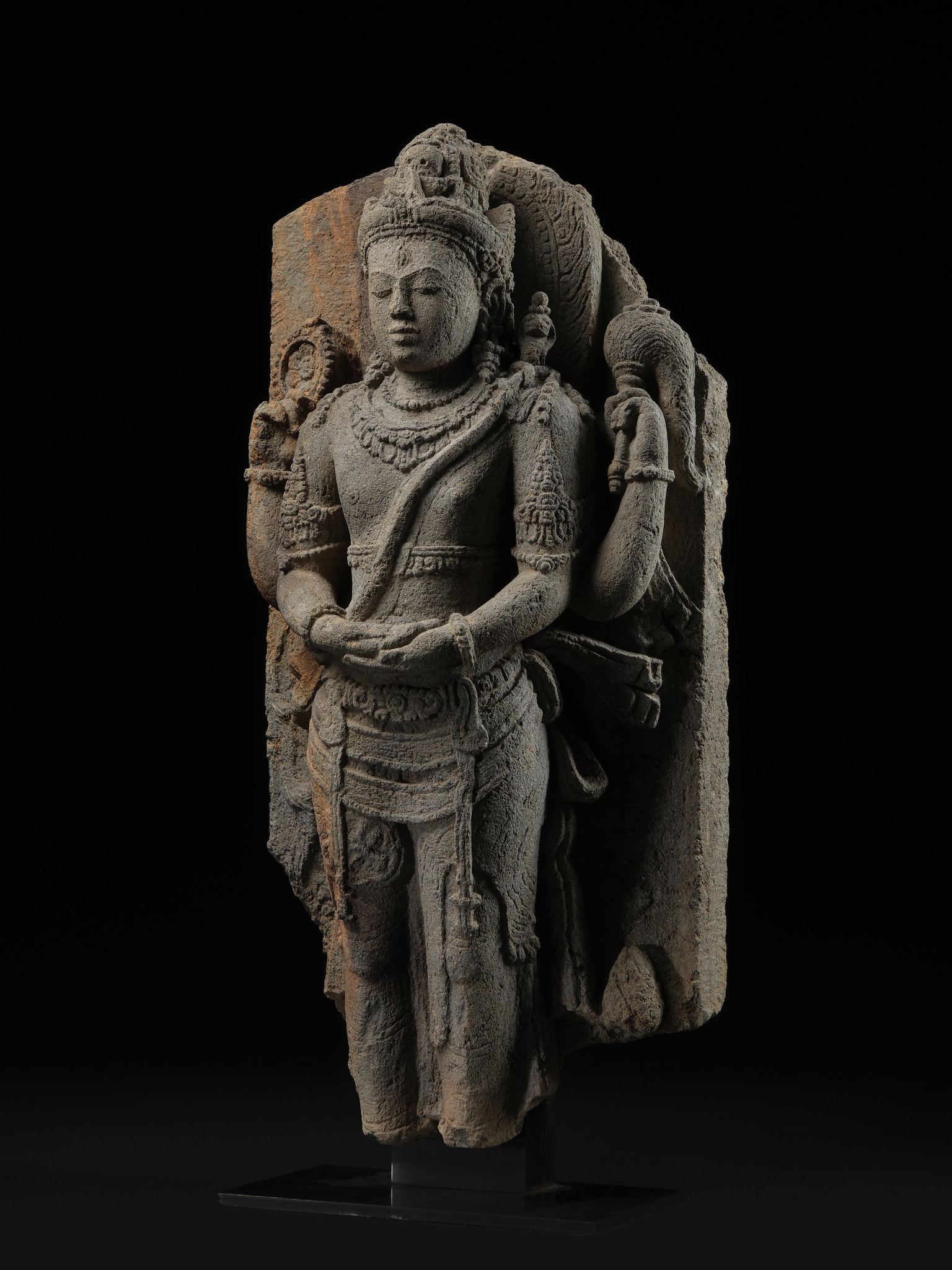 Artwork by Indonesian School, 9th Century, A VOLCANIC STONE RELIEF DEPICTING SHIVA MAHADEVA, CENTRAL JAVA, 9TH CENTURY, Made of sculpture