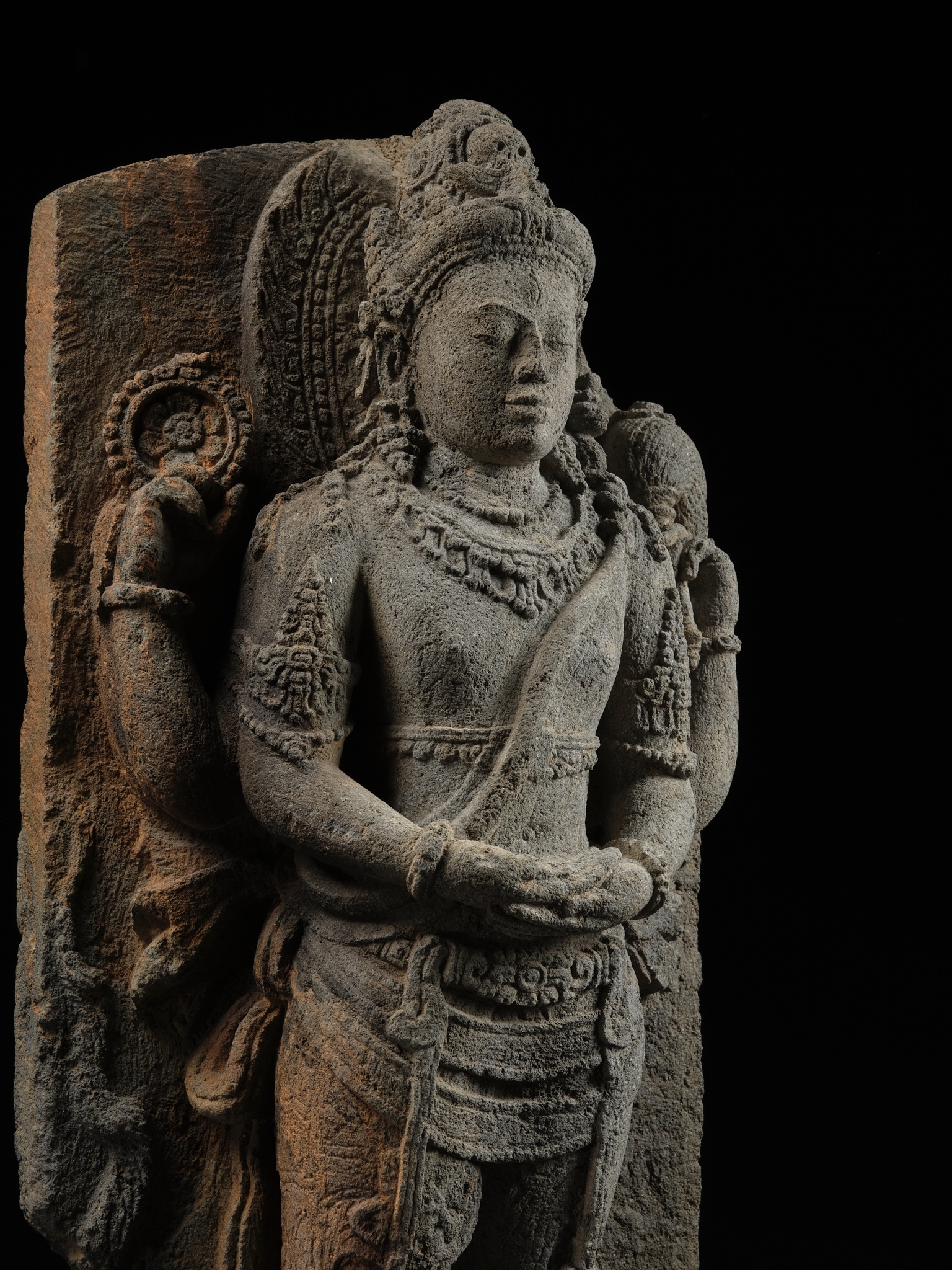 Artwork by Indonesian School, 9th Century, A VOLCANIC STONE RELIEF DEPICTING SHIVA MAHADEVA, CENTRAL JAVA, 9TH CENTURY, Made of sculpture
