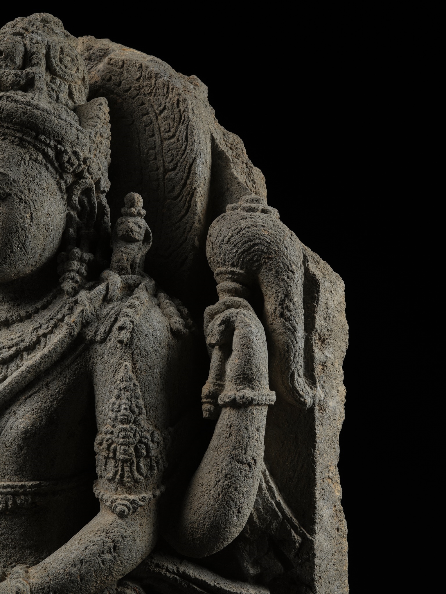 Artwork by Indonesian School, 9th Century, A VOLCANIC STONE RELIEF DEPICTING SHIVA MAHADEVA, CENTRAL JAVA, 9TH CENTURY, Made of sculpture