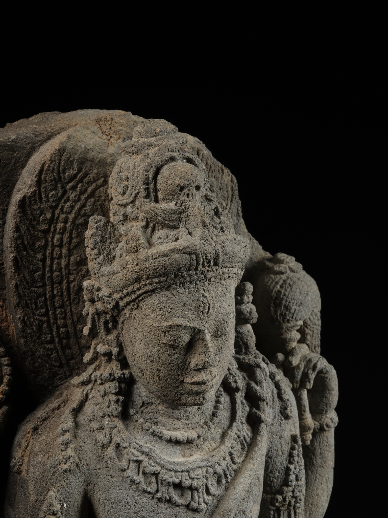 Artwork by Indonesian School, 9th Century, A VOLCANIC STONE RELIEF DEPICTING SHIVA MAHADEVA, CENTRAL JAVA, 9TH CENTURY, Made of sculpture