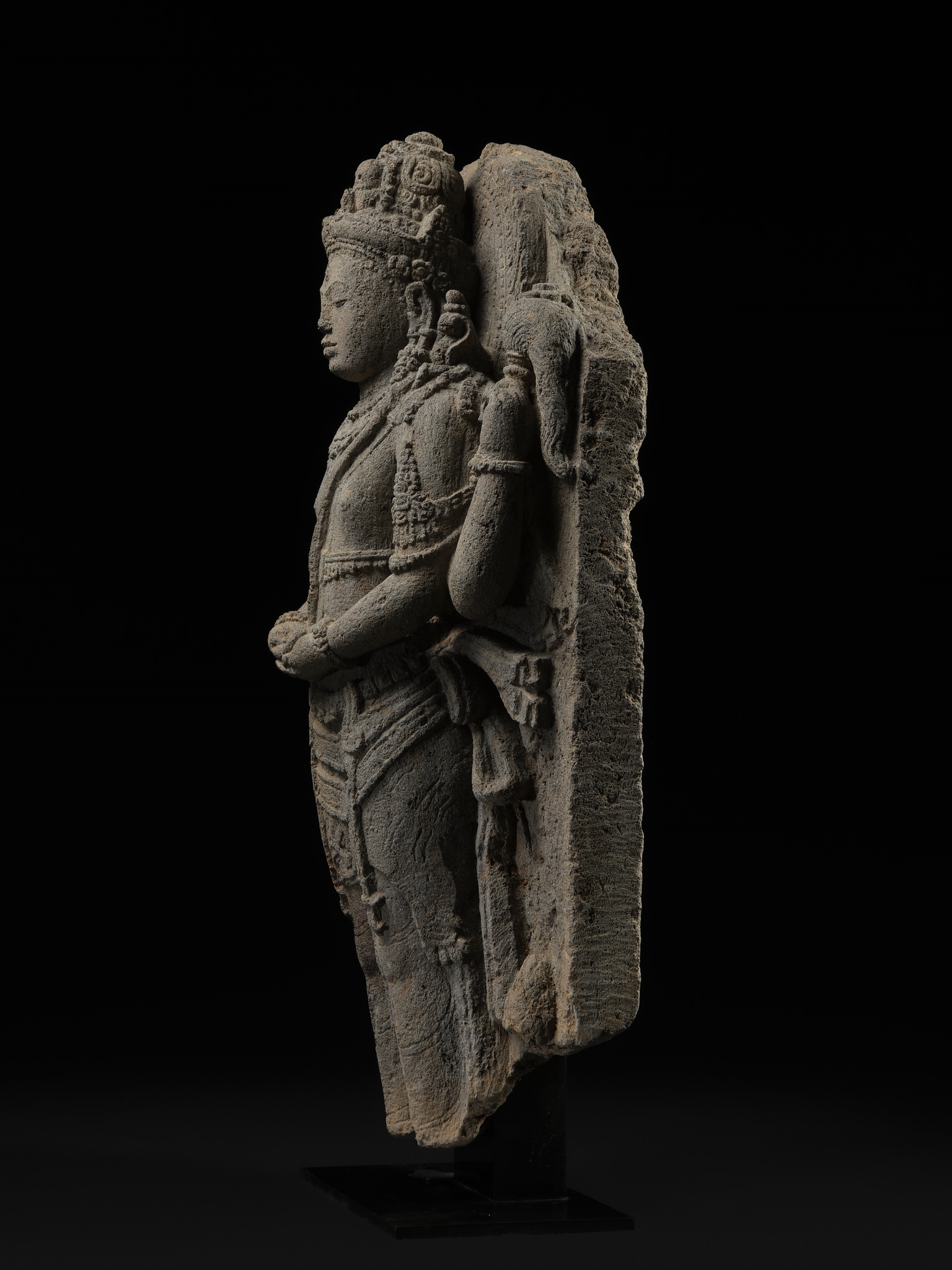 Artwork by Indonesian School, 9th Century, A VOLCANIC STONE RELIEF DEPICTING SHIVA MAHADEVA, CENTRAL JAVA, 9TH CENTURY, Made of sculpture