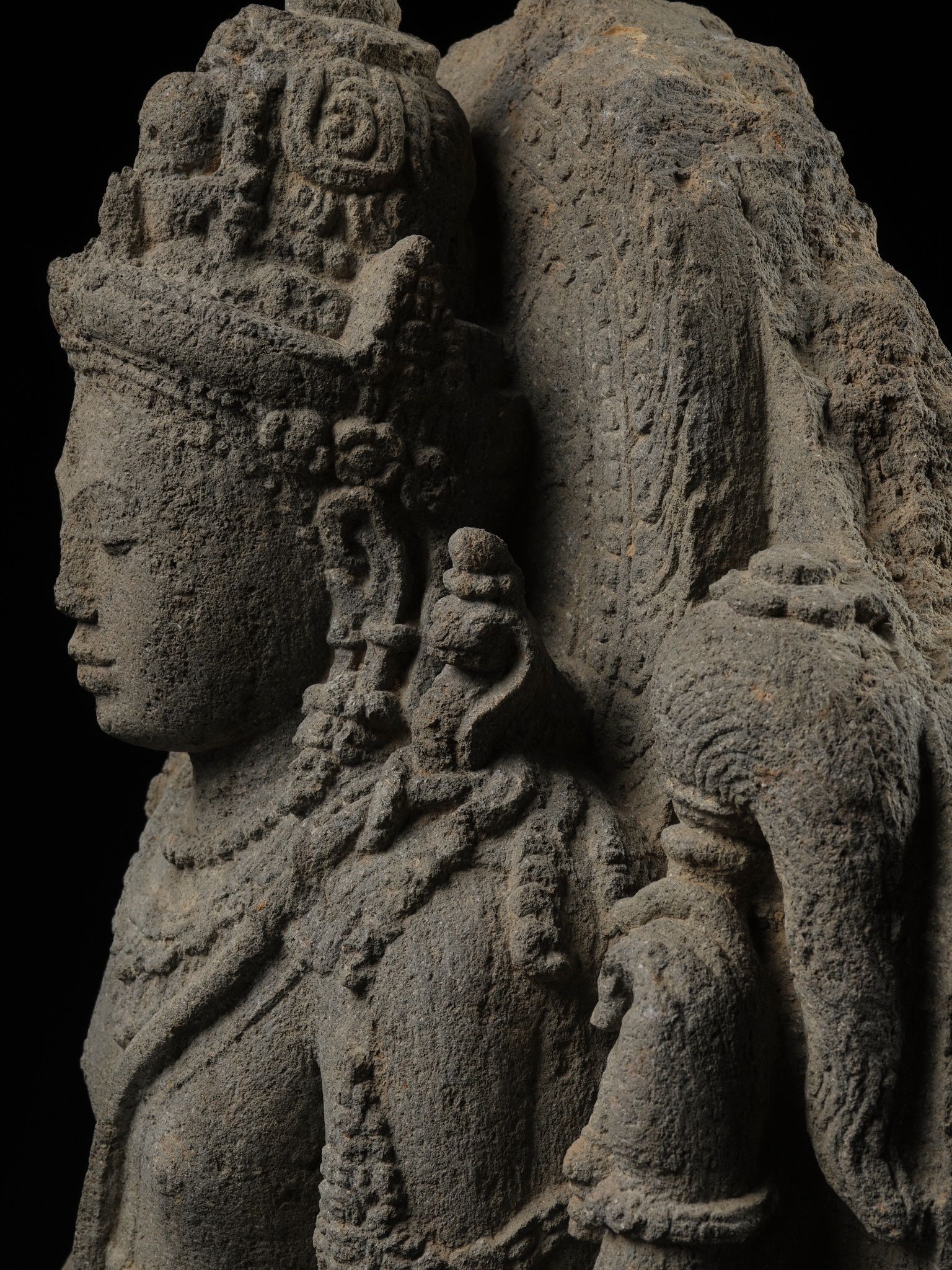 Artwork by Indonesian School, 9th Century, A VOLCANIC STONE RELIEF DEPICTING SHIVA MAHADEVA, CENTRAL JAVA, 9TH CENTURY, Made of sculpture
