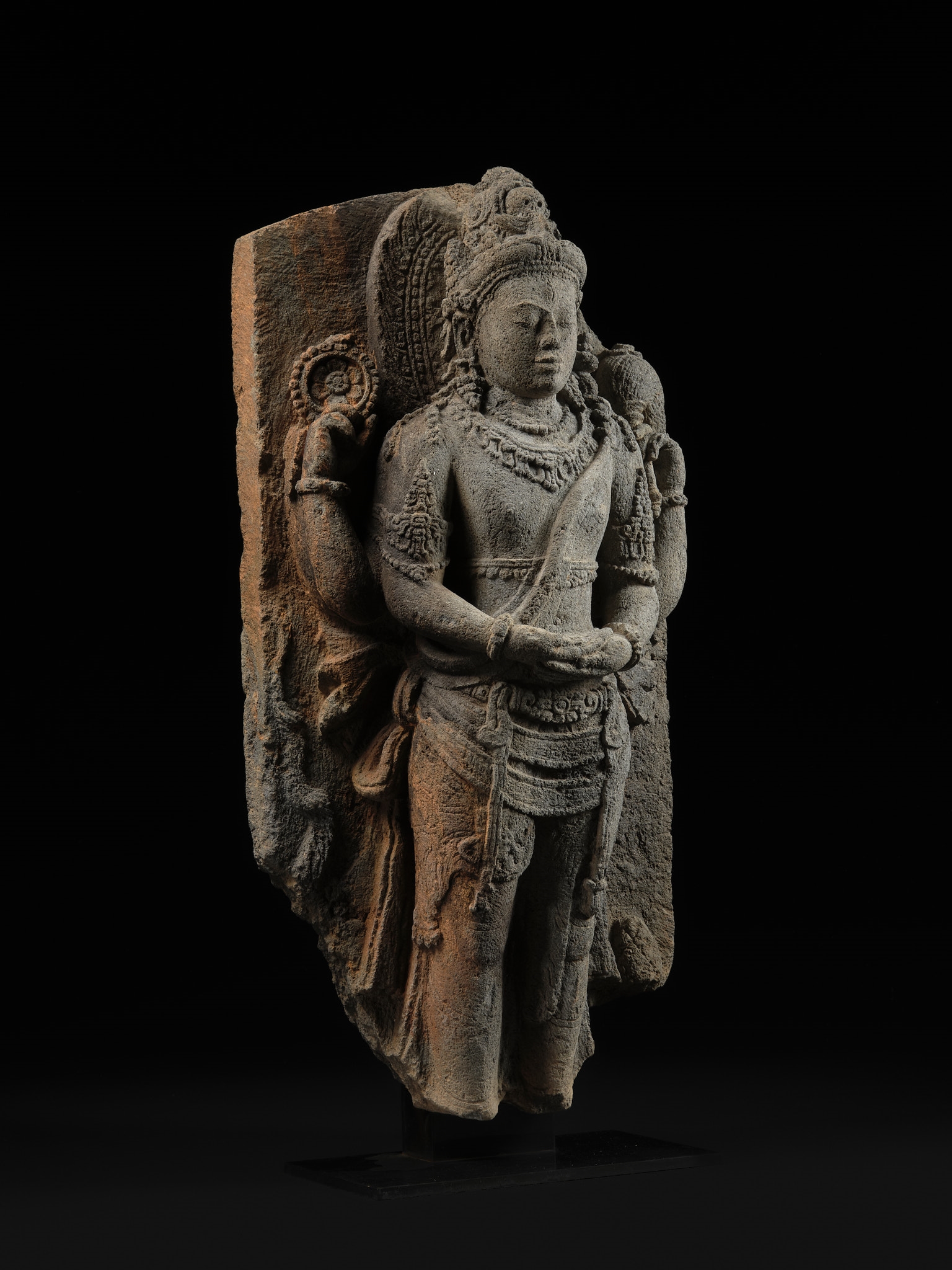 Artwork by Indonesian School, 9th Century, A VOLCANIC STONE RELIEF DEPICTING SHIVA MAHADEVA, CENTRAL JAVA, 9TH CENTURY, Made of sculpture