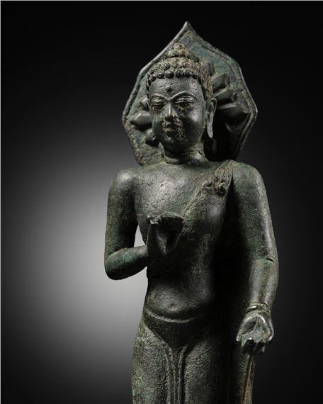 A BRONZE FIGURE OF BUDDHA, INDONESIA, CENTRAL JAVA, 8TH