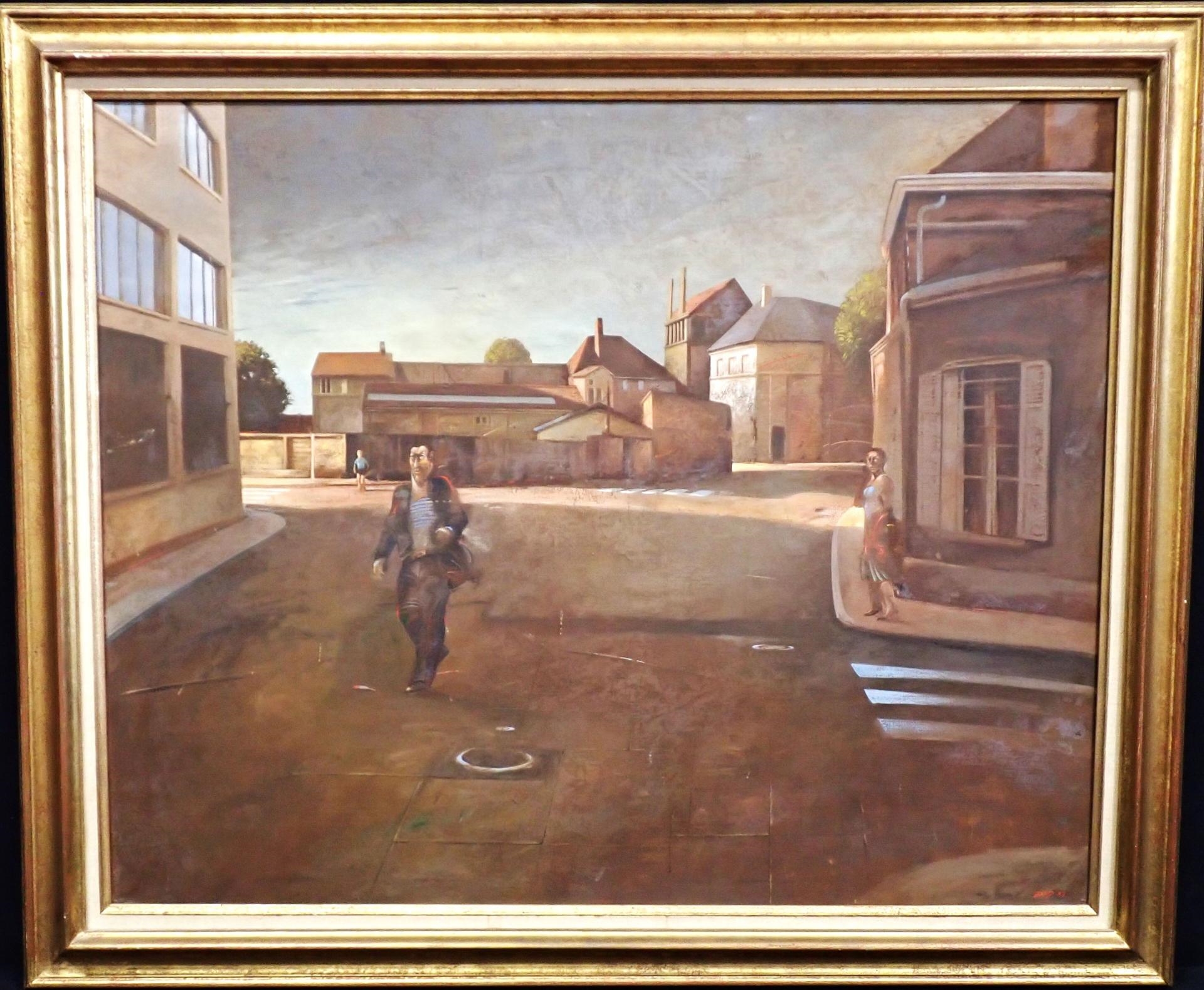 Artwork by Francois Bard, François (né en 1959) : La sortie de l'usine, Made of Huile sur toile