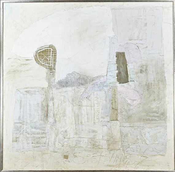 Paolo Sistilli. Italië 1950. Abstracte compositie in aardetinten. Olieverf op linnen. Afmeting: H 105 x B 105 cm. In goede staat by Paolo Sistili, 1950