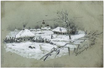 E.E. Winter landscape. - 1886. Paper - E. Volkov