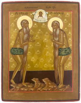 Saints Peter and Onuphrius of Athos - Russian School, 19th Century