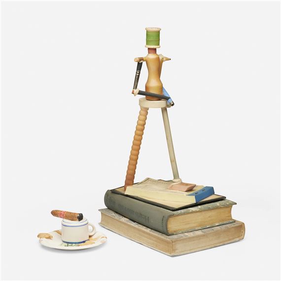 Book Figure; Cigar Plate (two works) by Richard Blake Shaw, 1980