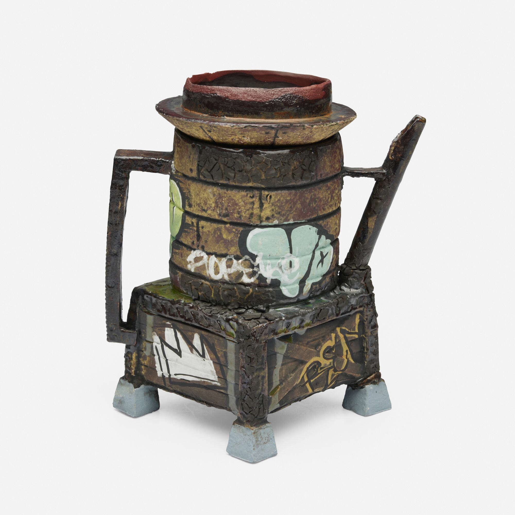 Artwork by Roberto Lugo, Water Tower Coffee Pour Over, Made of glazed ceramic