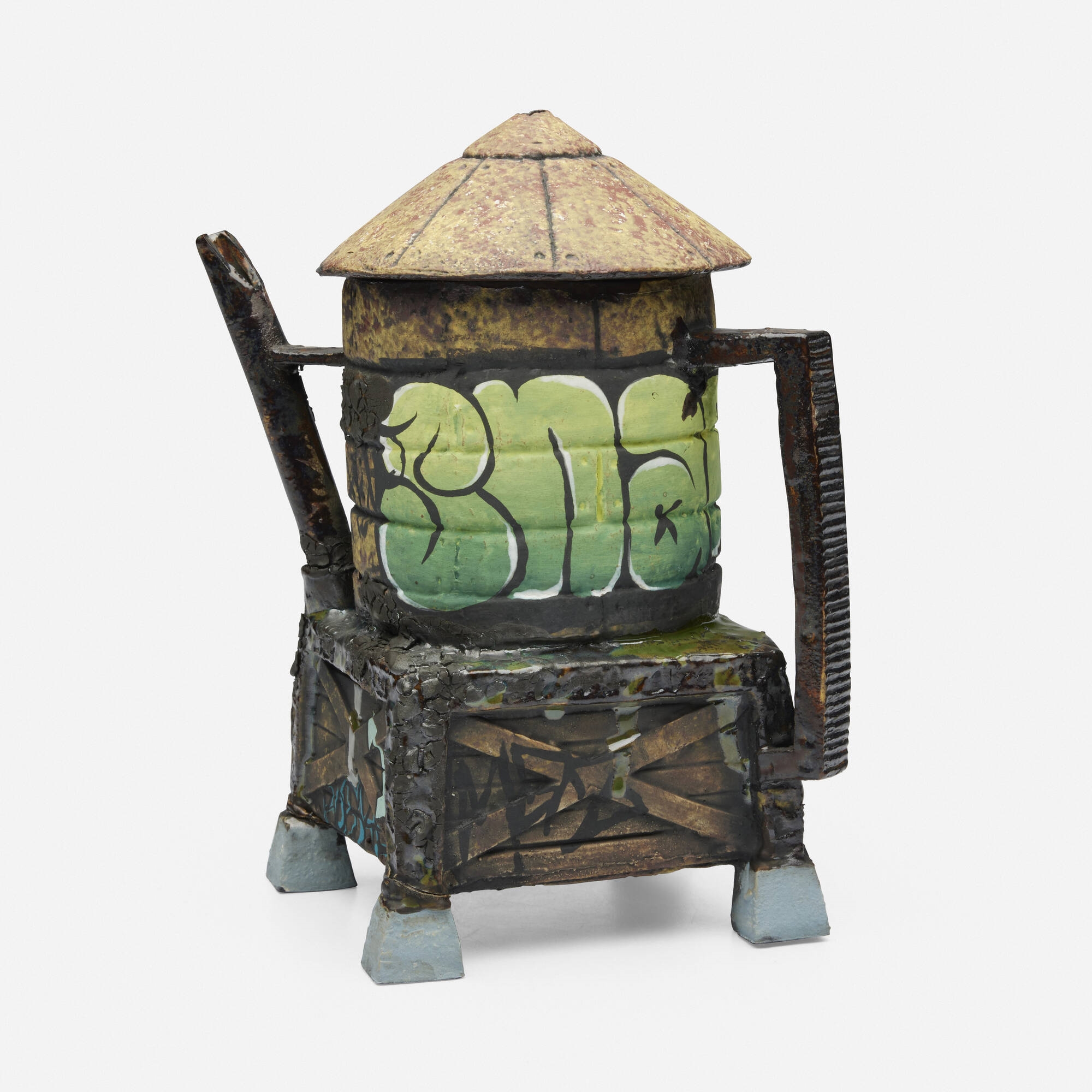 Artwork by Roberto Lugo, Water Tower Coffee Pour Over, Made of glazed ceramic