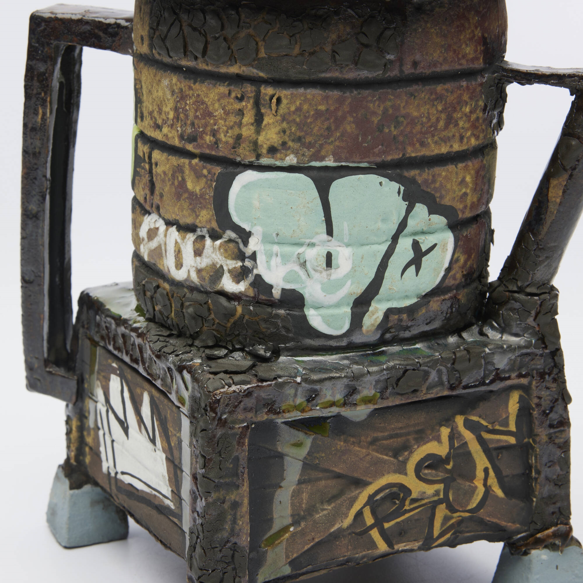 Artwork by Roberto Lugo, Water Tower Coffee Pour Over, Made of glazed ceramic