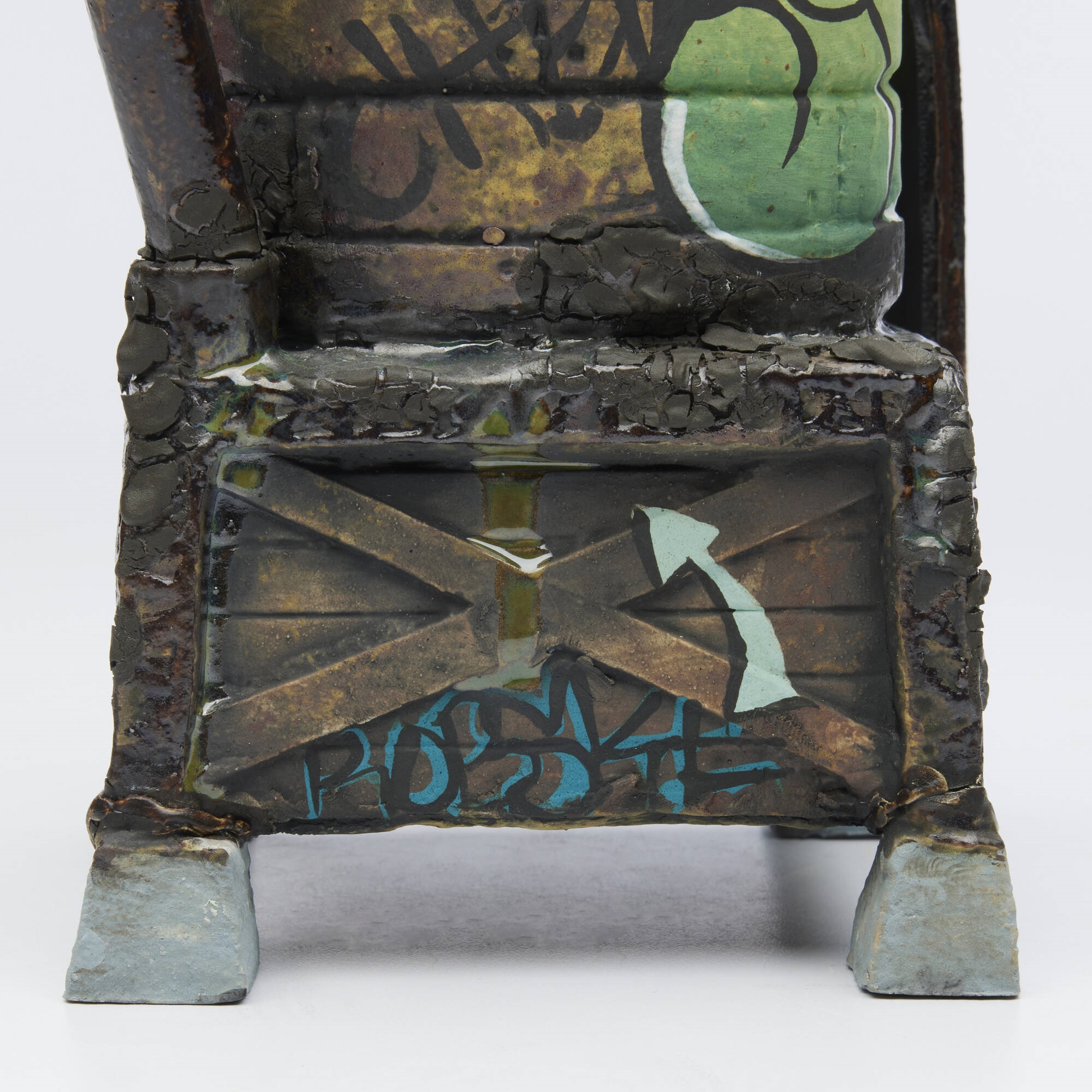 Artwork by Roberto Lugo, Water Tower Coffee Pour Over, Made of glazed ceramic