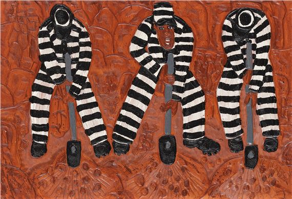 Untitled (Three on the Chain Gang) by Winfred Rembert, circa 2011-15