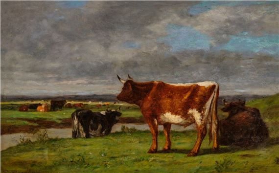 Eugène Louis Boudin | Vaches au Paturage (1858 - 1862) | MutualArt