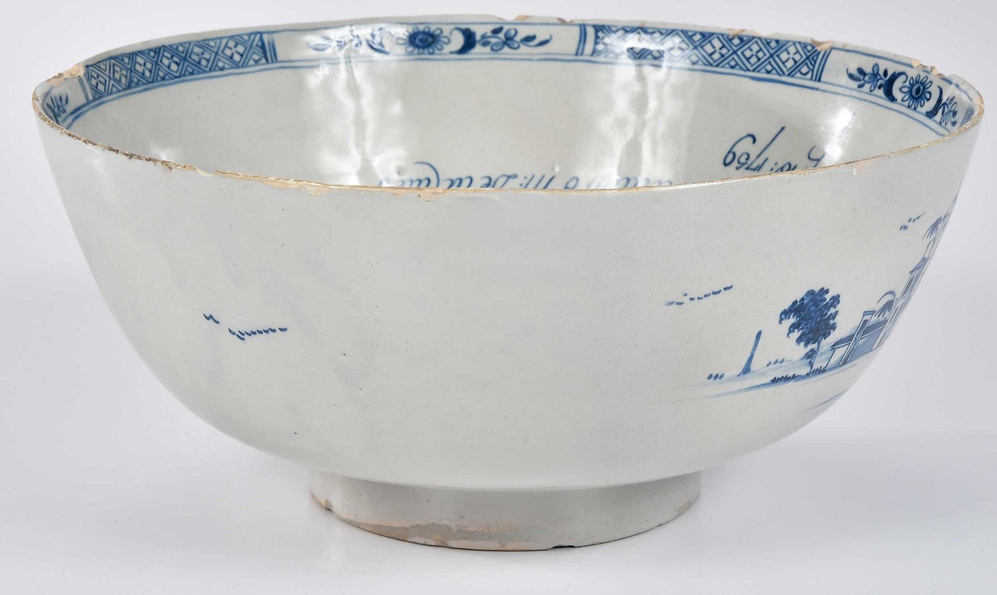 Artwork by John Howard, This rare bowl commemorates the Seven Years War battle between the French and British Navy's outside the port of Lagos in Portugal., Made of Polychrome