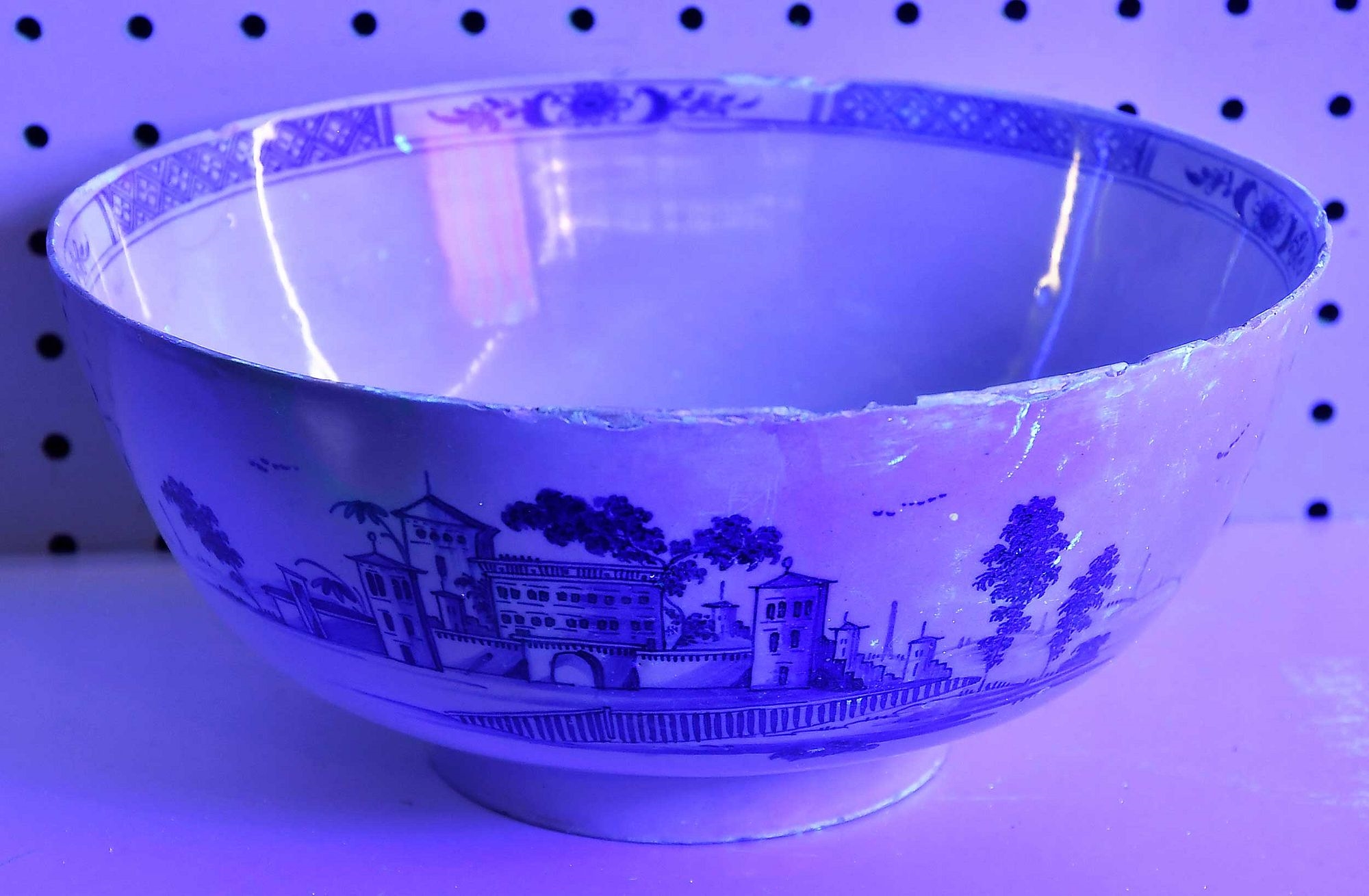 Artwork by John Howard, This rare bowl commemorates the Seven Years War battle between the French and British Navy's outside the port of Lagos in Portugal., Made of Polychrome