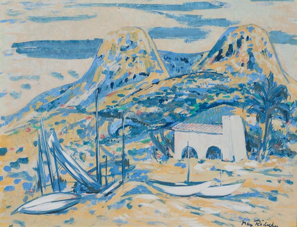 Artwork by Max Rädecker, Südliche Landschaft, Made of gouache