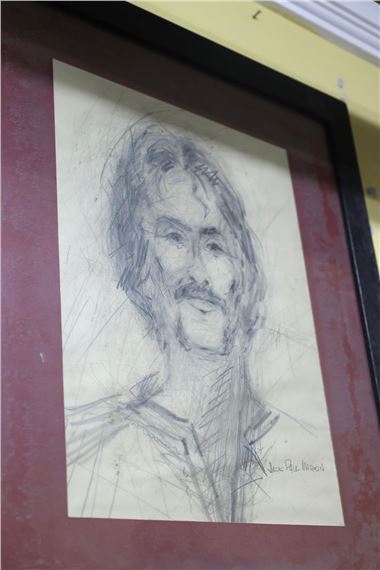 Jack Paul Maroon Pencil Sketch of Man Approximately 18 Inche - Jack Paul Maroon