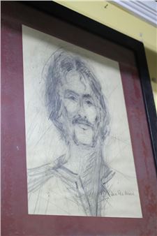 Jack Paul Maroon Pencil Sketch of Man Approximately 18 Inche - Jack Paul Maroon